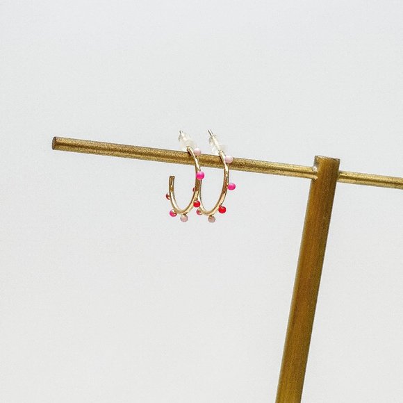 NEW Petite Enamel Studded Hoop Earrings - Picture 1 of 1